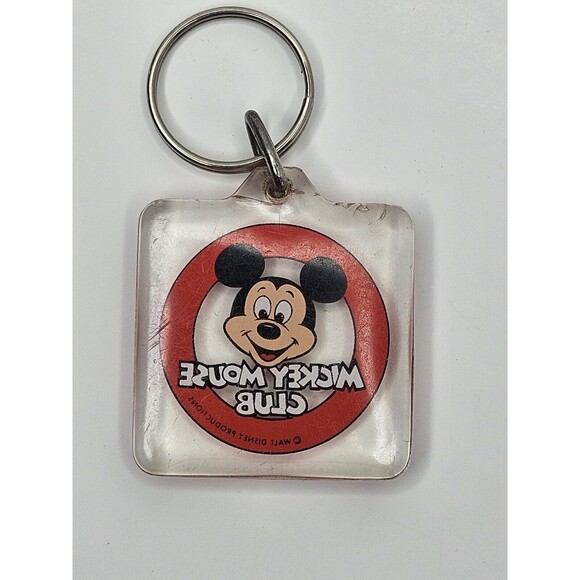 Vintage Keychain MICKEY MOUSE CLUB Acrylic Key Fob Ring WALT DISNEY Made DENMARK - Picture 2 of 3
